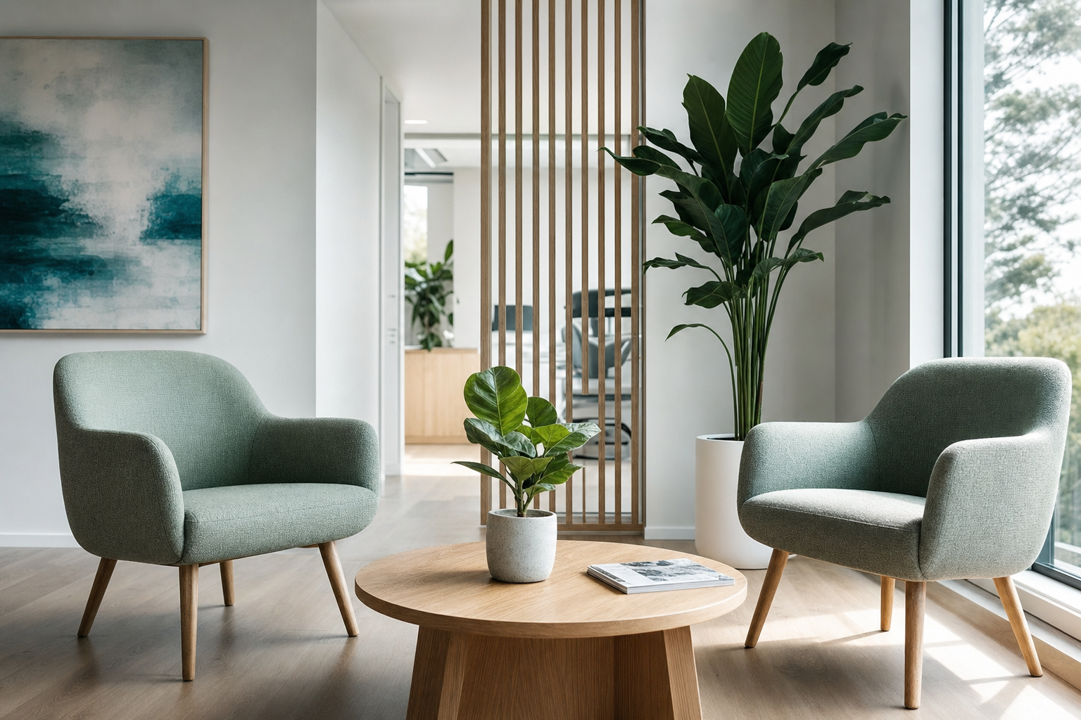 Bayly and Liverpool Dental waiting room in soft light
