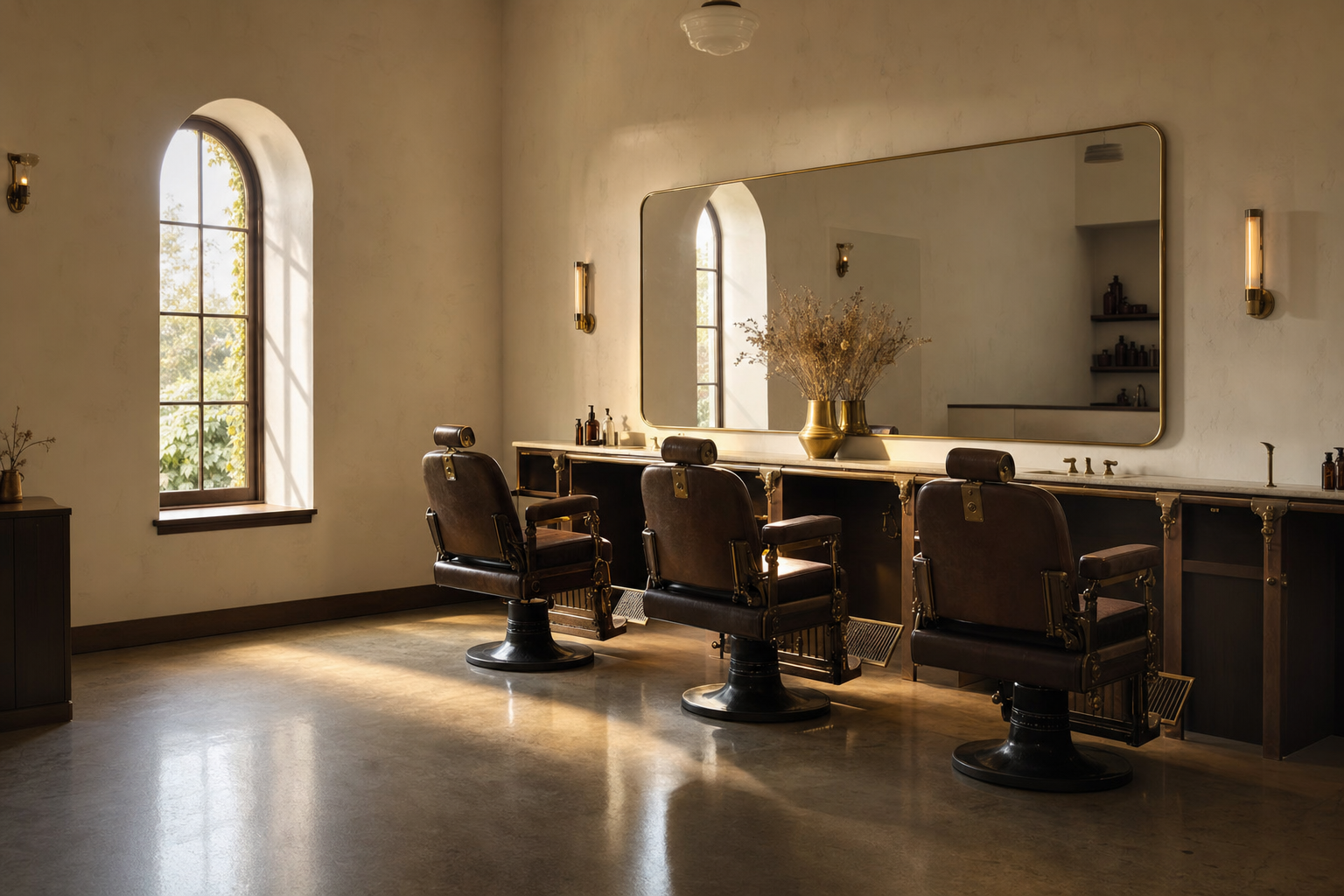 Beck and Co salon interior, soft window light